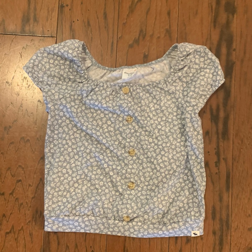 abercrombie Girls Blue Floral Button Top - 7/8